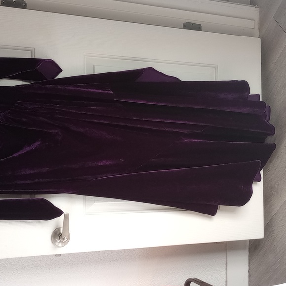PYRAMID COLLECTION RENAISSANCE ELEGANT DEEP PURPLE VELVET MAXI DRESS SZ L - Picture 8 of 9